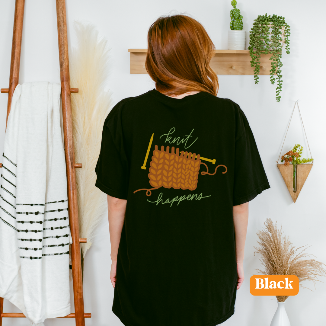 Knit Happens | Back Graphic | Unisex Garment-Dyed T-shirt