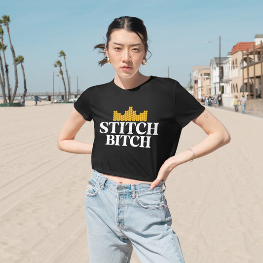 Stitch Bitch | Women's Flowy Cropped Tee