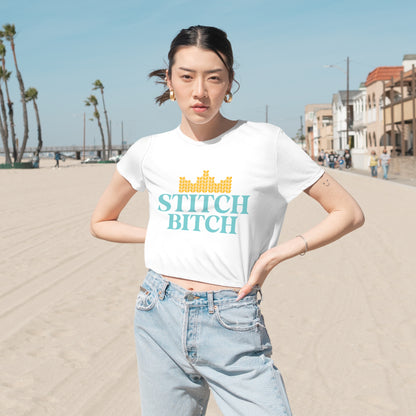 Stitch Bitch | Women's Flowy Cropped Tee