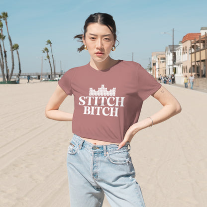 Stitch Bitch | Women's Flowy Cropped Tee