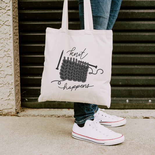 Knit Happens | Cotton Canvas Tote Bag