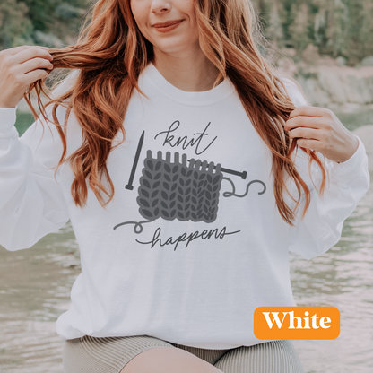 Knit Happens | Unisex Garment-dyed Long Sleeve T-Shirt