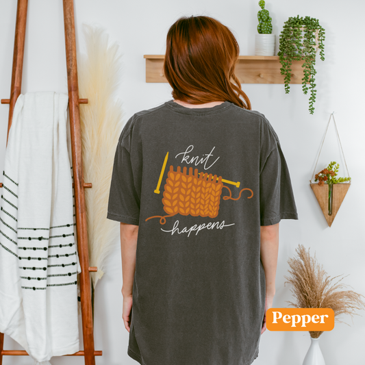 Knit Happens | Back Graphic | Unisex Garment-Dyed T-shirt