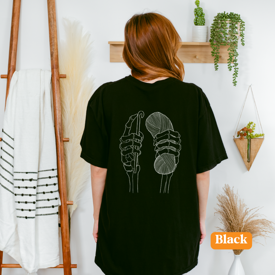 Crochet Hands | Back | Unisex Garment-Dyed T-shirt